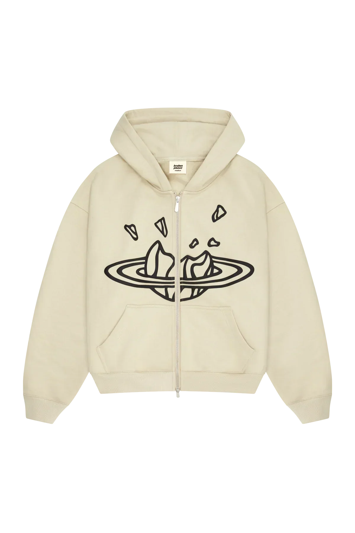 Broken Planet Market Bone White Zip Up Hoodie