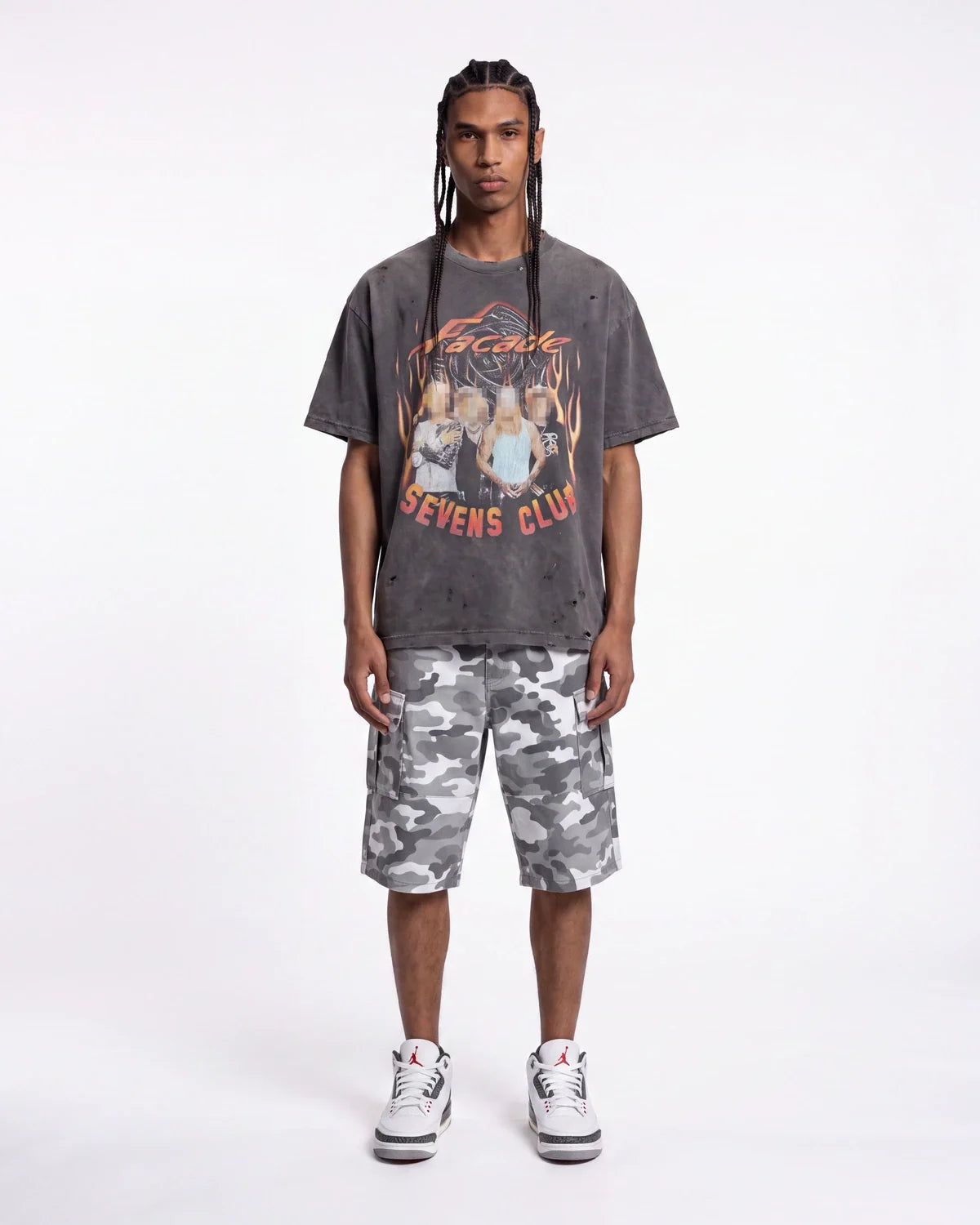 Triple Sevens Leather Camo Shorts Grey