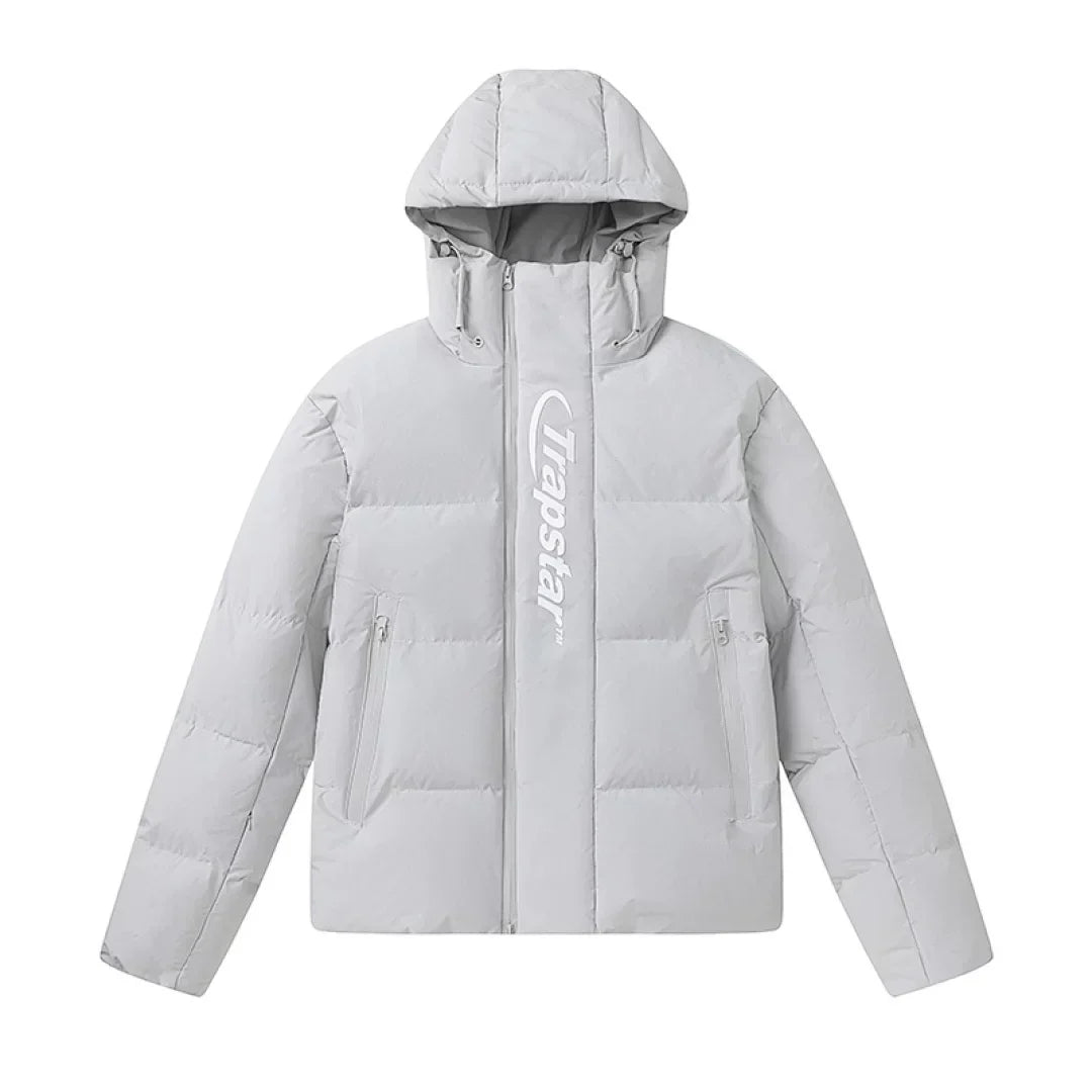 Trapstar Embossed Arch Logo Puffer Jacket - Light Grey