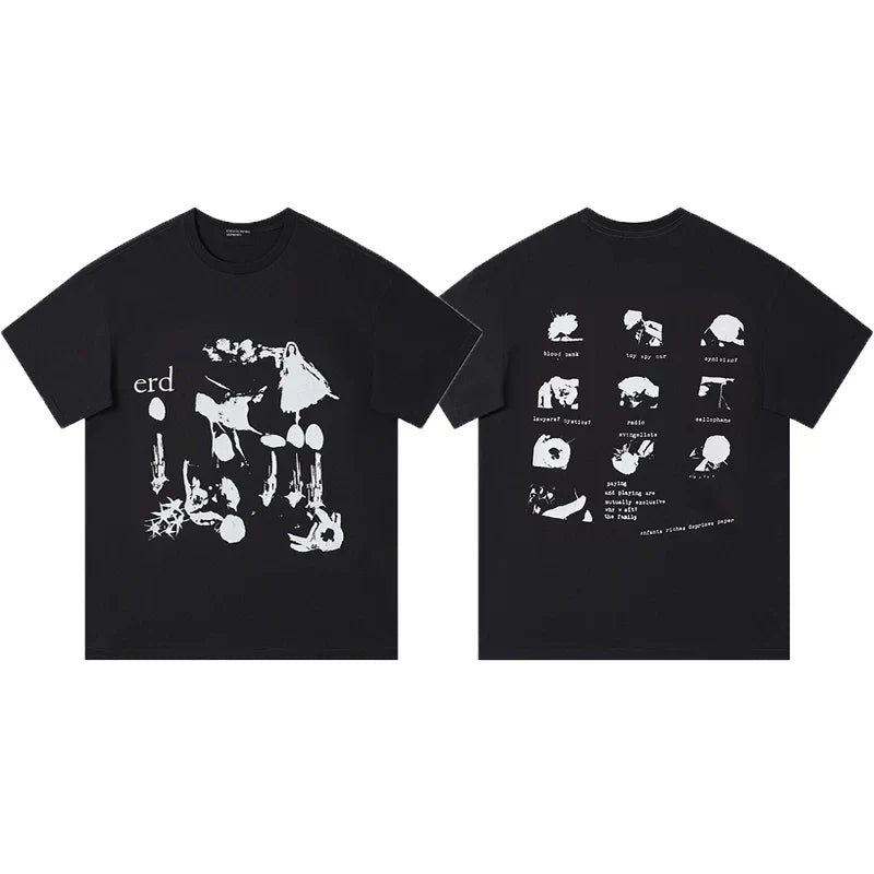 Enfants Riches Déprimés All-Over Abstract Graphic Grid T-Shirt - Black