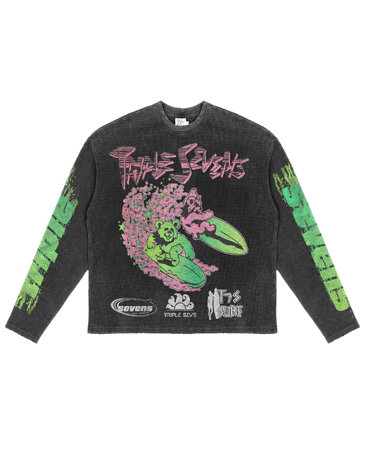 Triple Sevens ASV2 Waffle Knit L/S Tee Black/Green