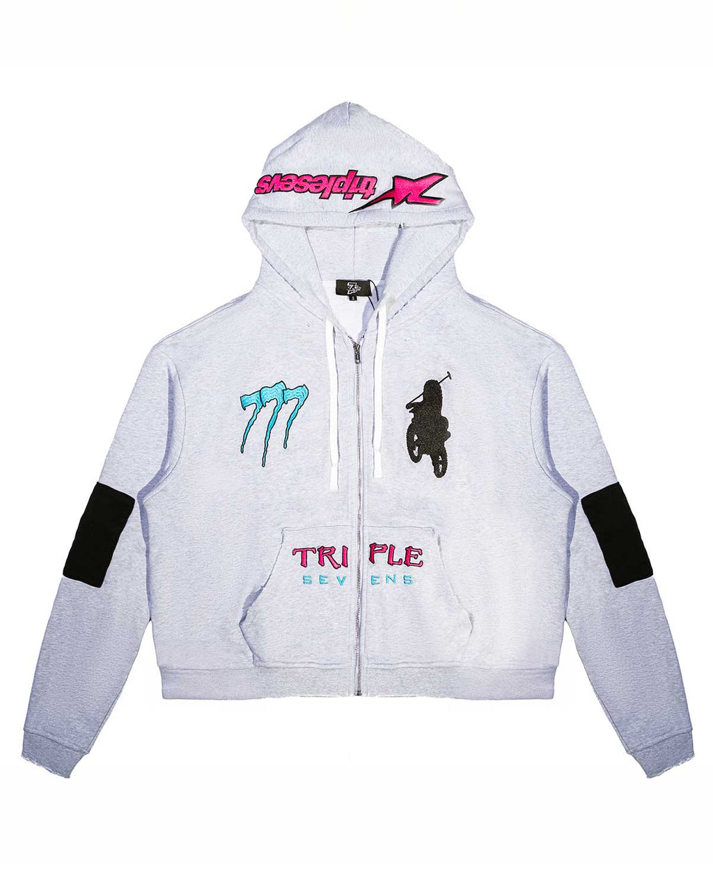 Triple Sevens Moto Hoodie Grey