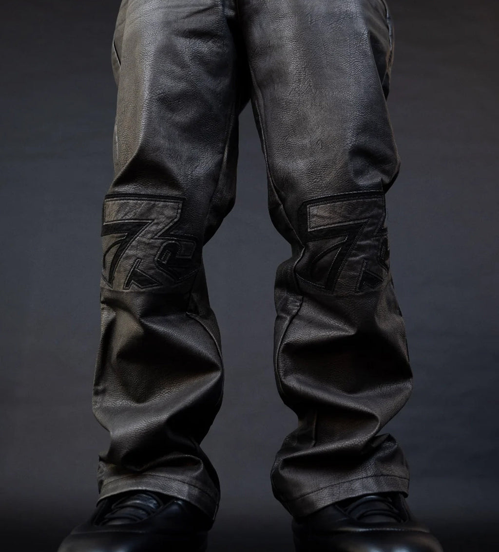 Triple Sevens Logo Leather Pant Black